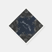 Serviette En Papier Mariage Rose bleu bleu de la marine (Coin)