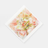 Serviette En Papier Mariage Rose d'aquarelle personnalisée (Coin)