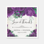 Serviette En Papier Mariage Rose d'aquarelle violet (Devant)