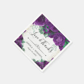 Serviette En Papier Mariage Rose d'aquarelle violet (Coin)