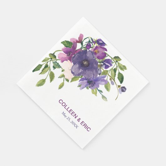 Serviette En Papier Mariage Rose de Blue Violet Wild (Coin)