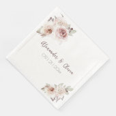Serviette En Papier Mariage Rose de Bohême (Coin)