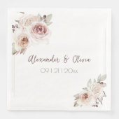 Serviette En Papier Mariage Rose de Bohême (Devant)