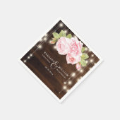 Serviette En Papier Mariage Rose de la chaîne de bois rustique personn (Coin)