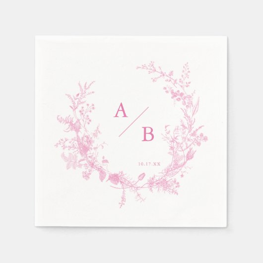 Serviette En Papier Mariage rose de toile victorienne (Devant)