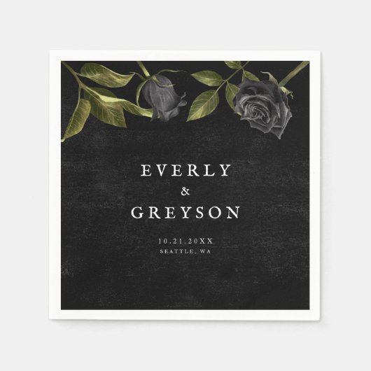 Serviette En Papier Mariage Rose d'Halloween sombre (Devant)
