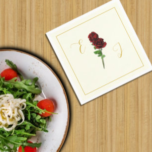 Serviette En Papier Mariage Rose d'or ivoire