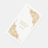 Serviette En Papier Mariage Rose d'or tiré à la main (Coin)