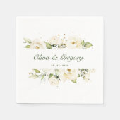 Serviette En Papier Mariage Rose élégant (Devant)