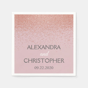 Serviette En Papier Mariage rose élégant de confettis de parties