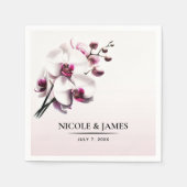 Serviette En Papier Mariage rose et blanc orchidée (Devant)