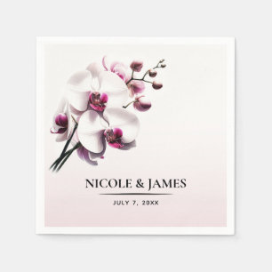 Serviette En Papier Mariage rose et blanc orchidée
