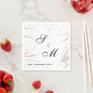 Serviette En Papier Mariage Rose et grises