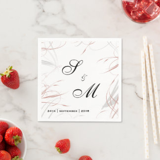 Serviette En Papier Mariage Rose et grises