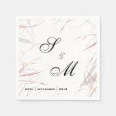 Serviette En Papier Mariage Rose et grises (Devant)