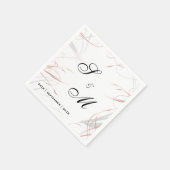 Serviette En Papier Mariage Rose et grises (Coin)