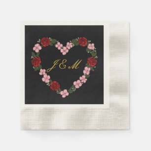 Serviette En Papier mariage rose et noir