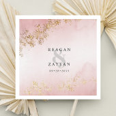 Serviette En Papier Mariage rose et or