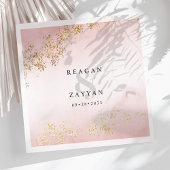 Serviette En Papier Mariage rose et or