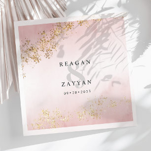 Serviette En Papier Mariage rose et or