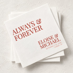 Serviette En Papier Mariage Rose et Rouge Contemporain Élégant