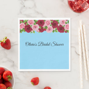 Serviette En Papier Mariage rose et rouge floral
