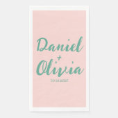 Serviette En Papier Mariage rose et vert ondulé (Devant)