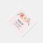 Serviette En Papier Mariage rose floral (Coin)