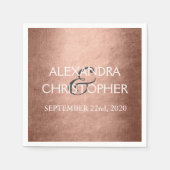 Serviette En Papier Mariage Rose Gold Blush Pink Foil serviettes (Devant)
