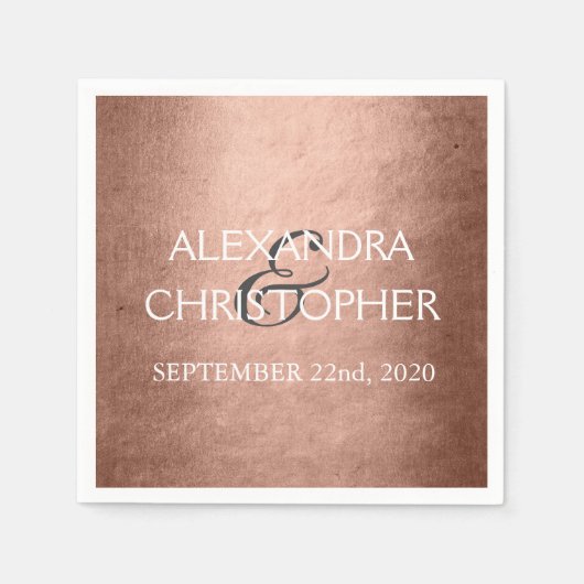 Serviette En Papier Mariage Rose Gold Blush Pink Foil serviettes (Devant)