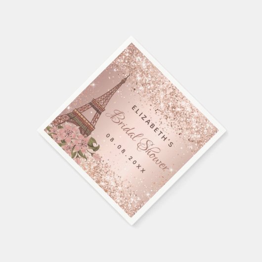 Serviette En Papier Mariage rose gold Paris Tour Eiffel (Coin)