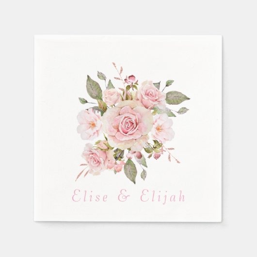 Serviette En Papier Mariage rose Gold Watercolor (Devant)