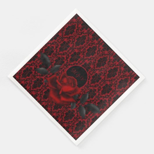 Serviette En Papier Mariage Rose gothique foncé (Coin)