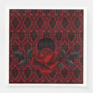 Serviette En Papier Mariage Rose gothique foncé