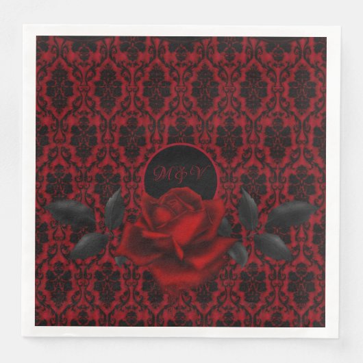 Serviette En Papier Mariage Rose gothique foncé (Devant)
