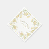 Serviette En Papier Mariage Rose Jaune (Coin)