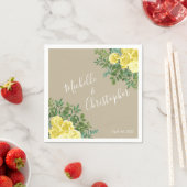 Serviette En Papier Mariage rose jaune vintage (En situation)