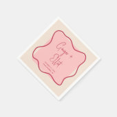 Serviette En Papier Mariage rose magenta moderne Gras Verre (Coin)