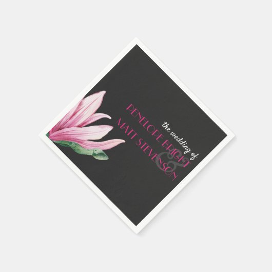 Serviette En Papier Mariage rose Magnolia Flower Grey (Coin)