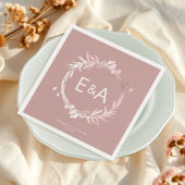 Serviette En Papier Mariage rose Monogramme Faux Foil