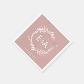 Serviette En Papier Mariage rose Monogramme Faux Foil (Coin)
