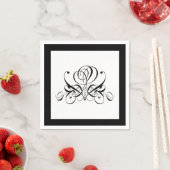 Serviette En Papier Mariage Rose noir Calligraphie (En situation)