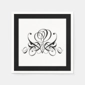 Serviette En Papier Mariage Rose noir Calligraphie (Devant)