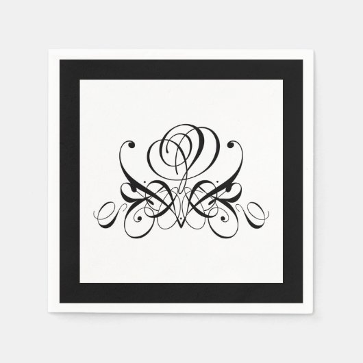 Serviette En Papier Mariage Rose noir Calligraphie (Devant)