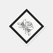 Serviette En Papier Mariage Rose noir Calligraphie (Coin)