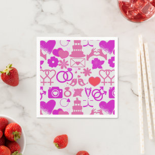 Serviette En Papier Mariage rose ornements motif 03