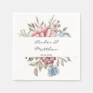 Serviette En Papier Mariage rose pâle bleu azur rose pâle