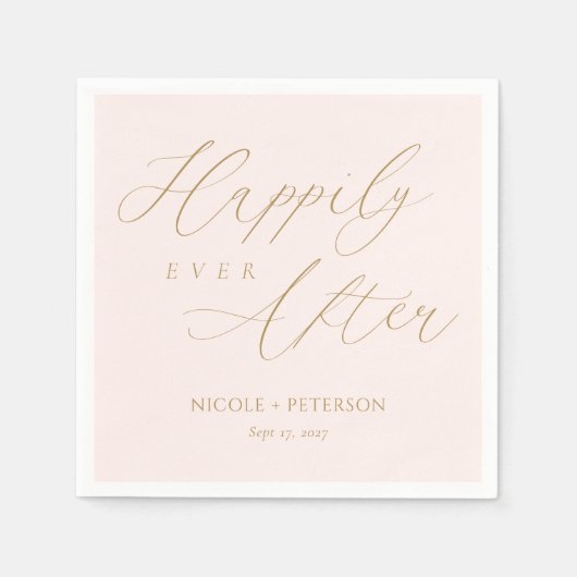 Serviette En Papier Mariage rose pâle : Heureux pour toujours après (Devant)