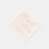 Serviette En Papier Mariage rose pâle : Heureux pour toujours après (Coin)