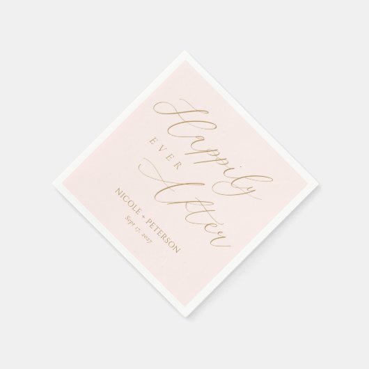 Serviette En Papier Mariage rose pâle : Heureux pour toujours après (Coin)